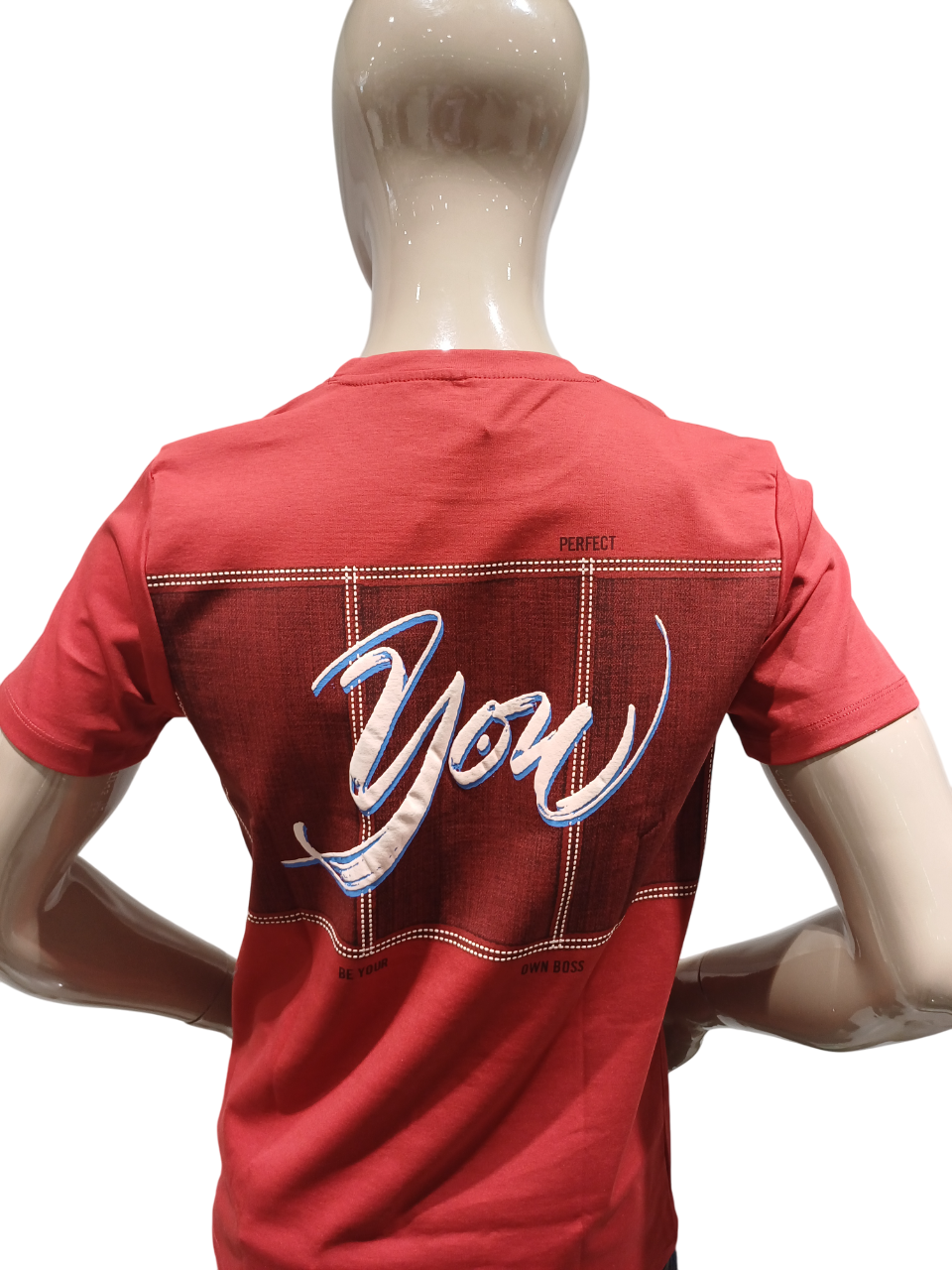 Mens Red Round Neck Half Sleeve Fancy T-Shirt