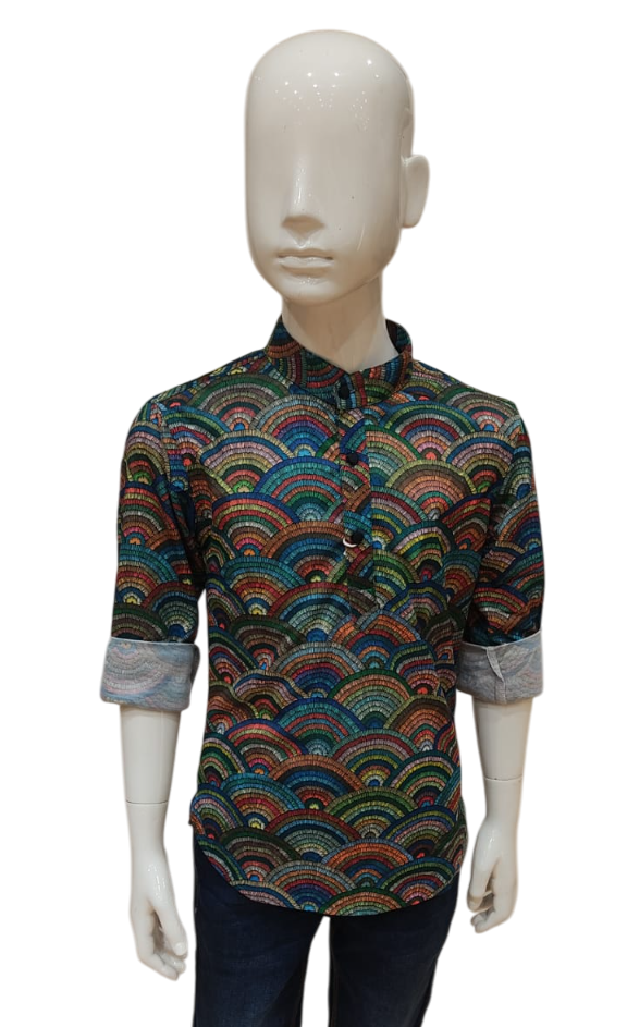 Boys Multi Print Full sleeve Short Kurta