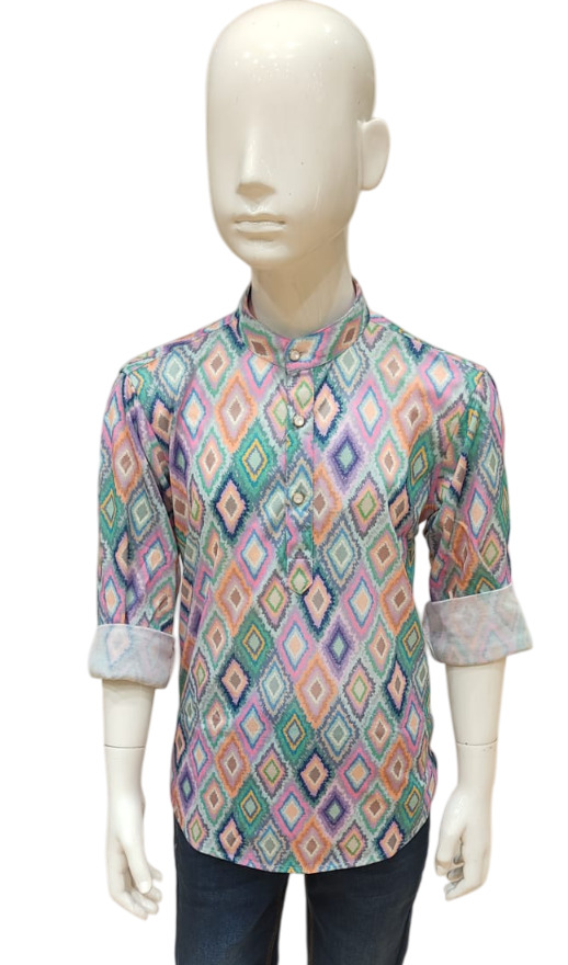 Boys Multi Print Full sleeve Short Kurta