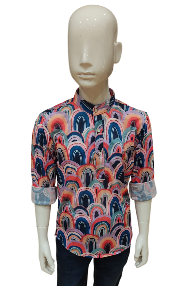 Boys Multi Print Full sleeve Short Kurta