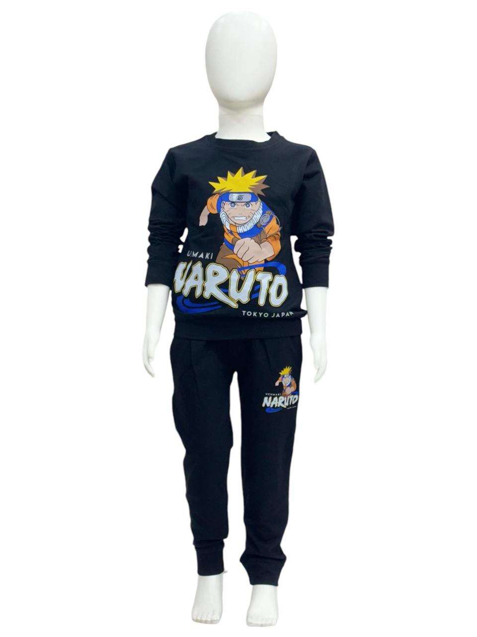 Boys Black Pre Winter Naruto Print Co-Ordinates Set