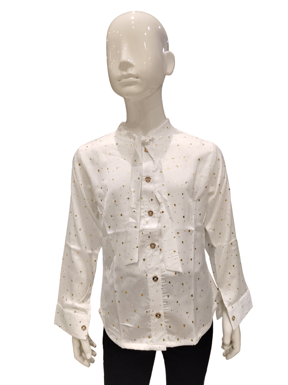 Girls White Front Open Fancy Top