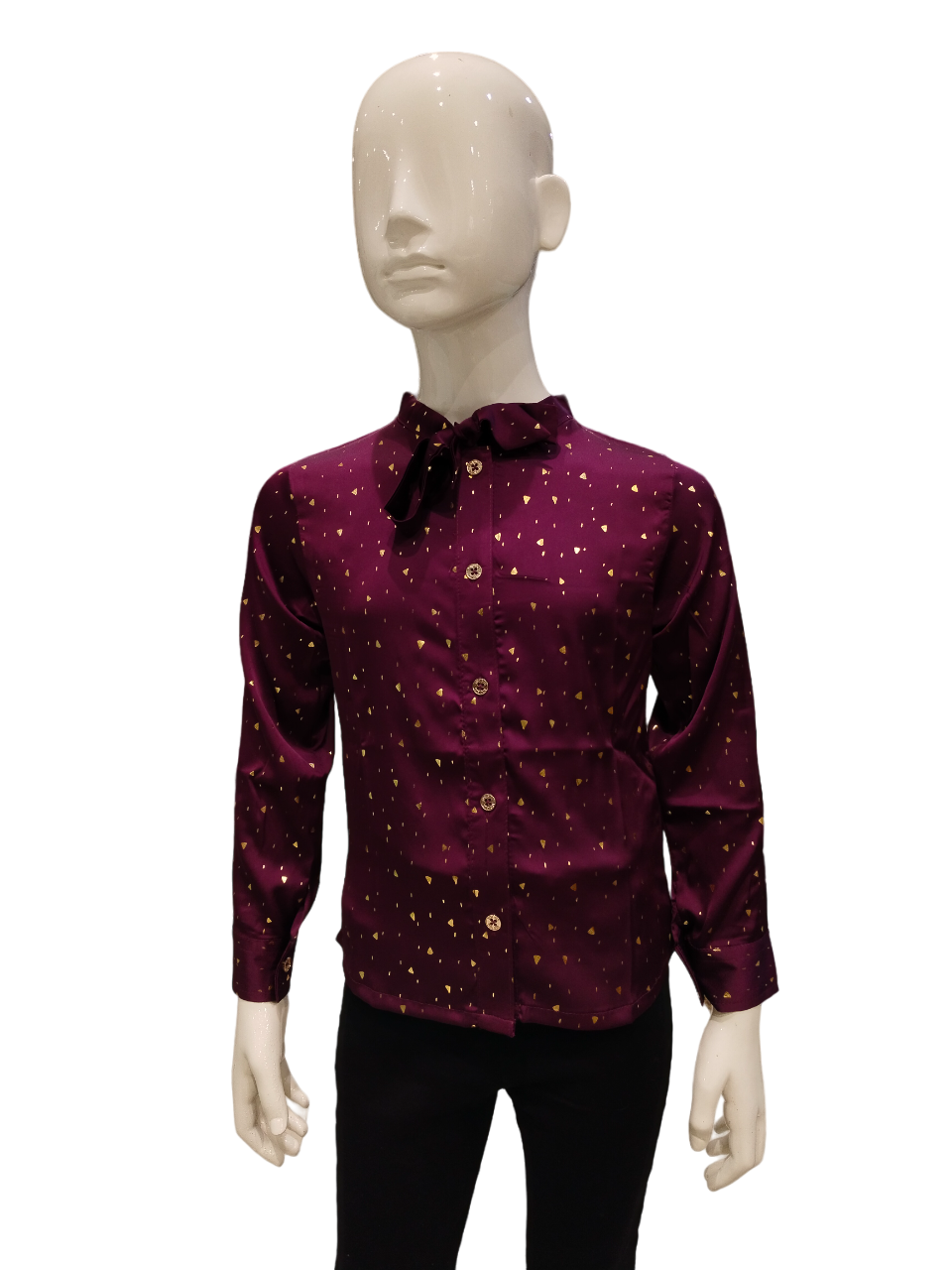 Girls Wine Front Open Fancy Top