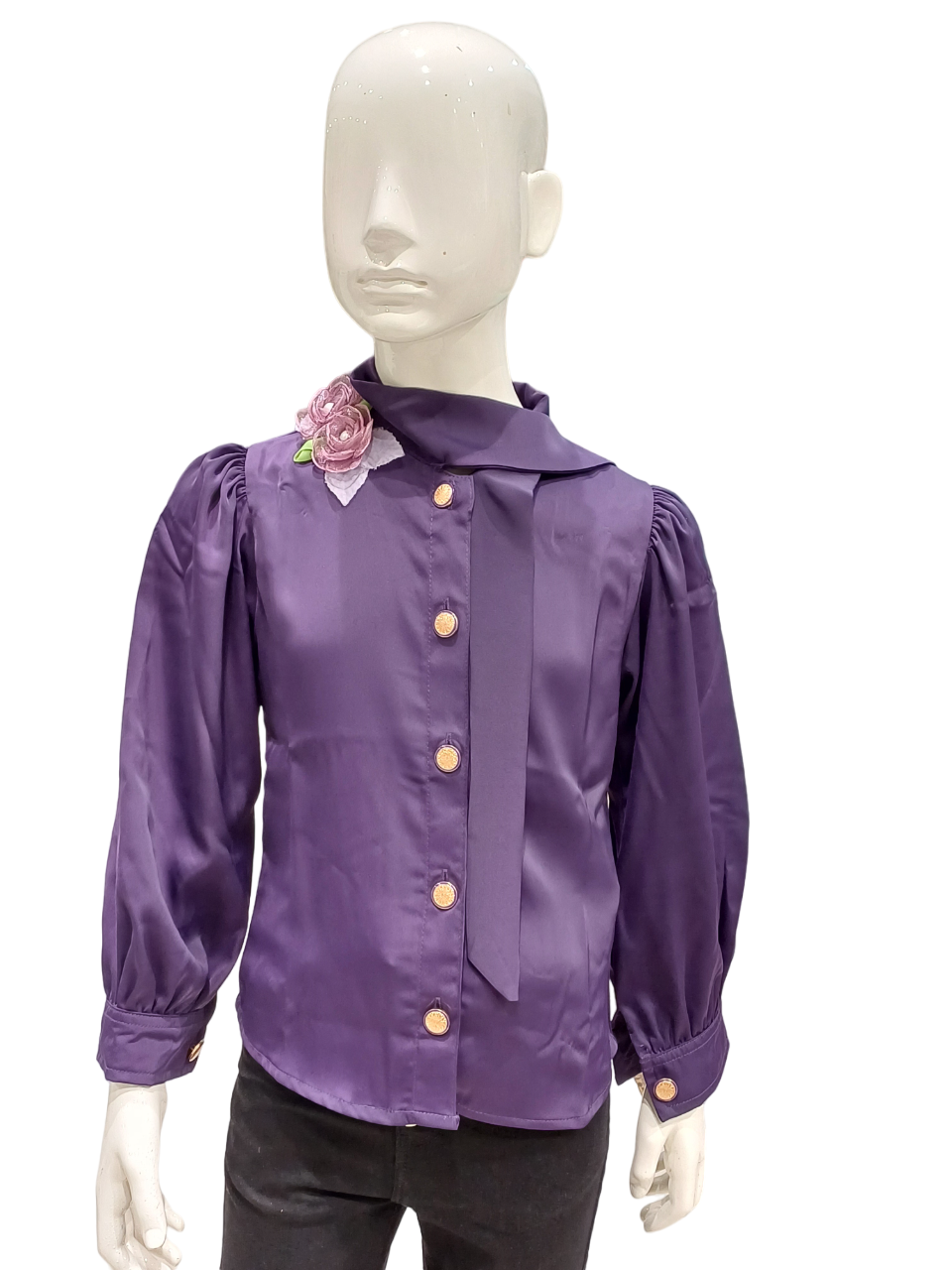 Girls Violet Full Sleeve Fancy Top