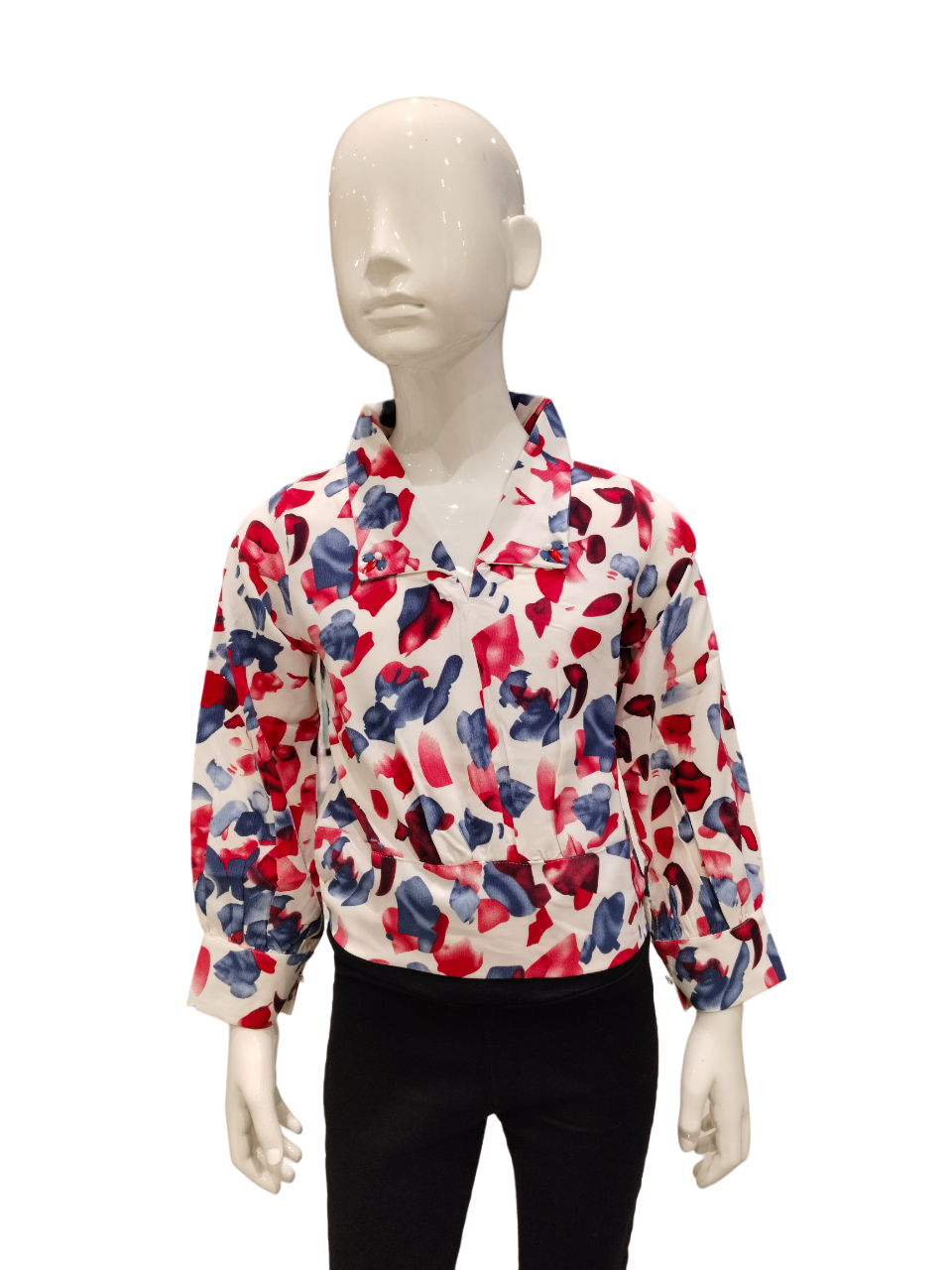 Girls Maroon Printed Full Sleeve Fancy Top