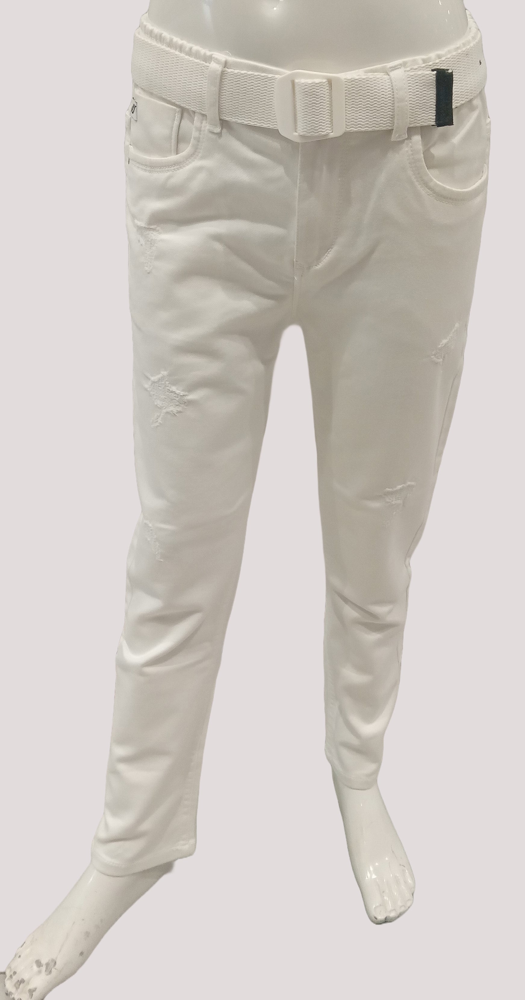 Boys White Fancy Denim Jeans