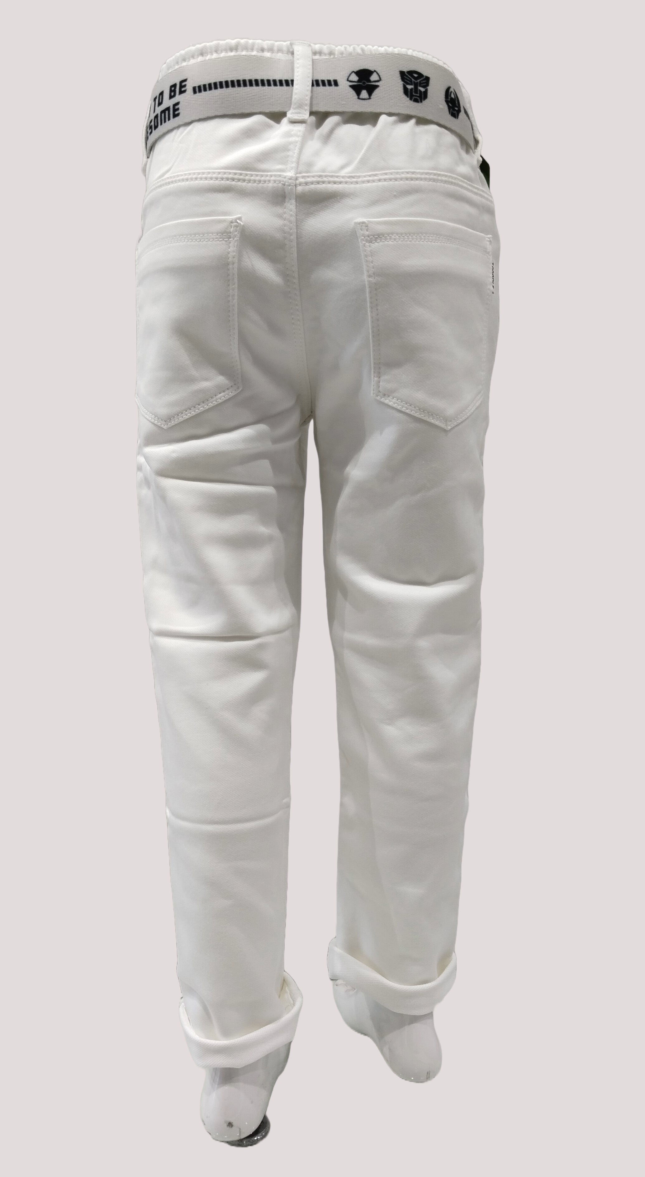 Boys Fancy White Full Pant Jeans