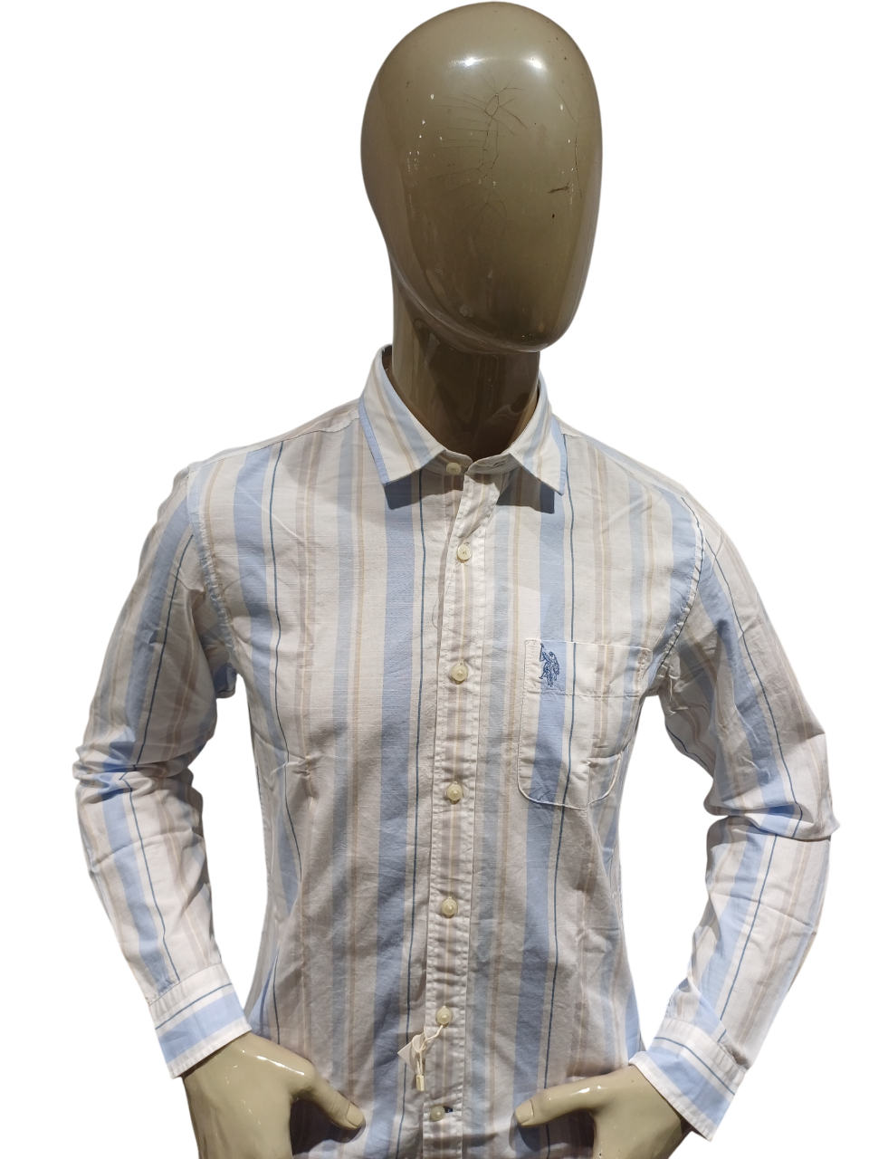 Mens Light Blue Striped Full Sleeve Casual Shirt