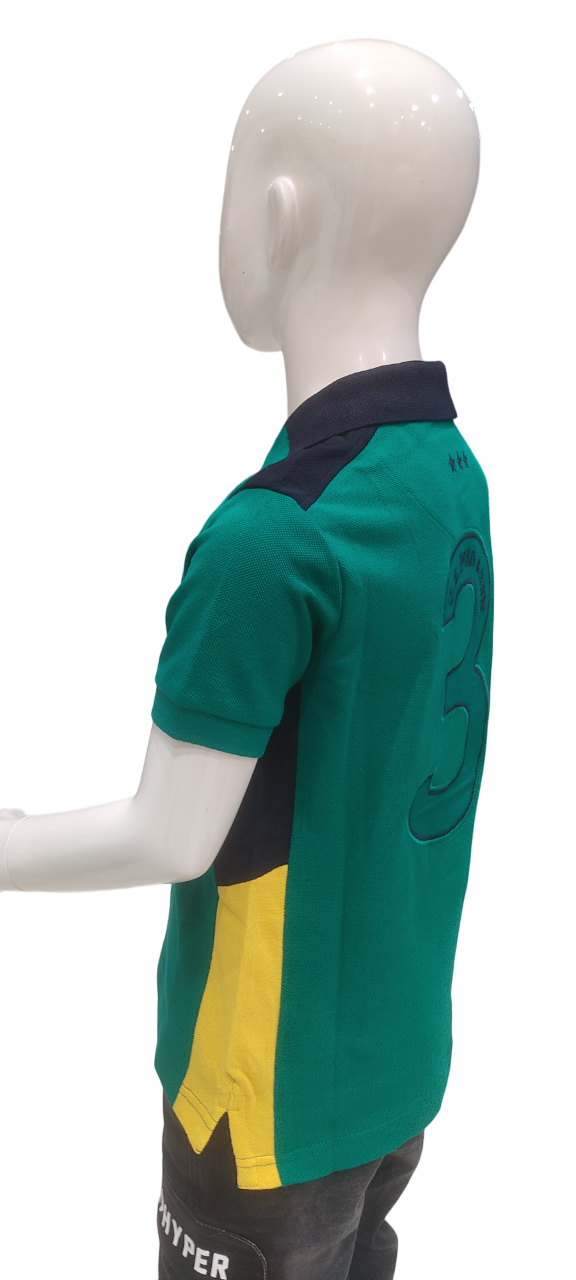 U S Polo Boys Mehndi Green Polo Neck Half Sleeve Fancy T-Shirt