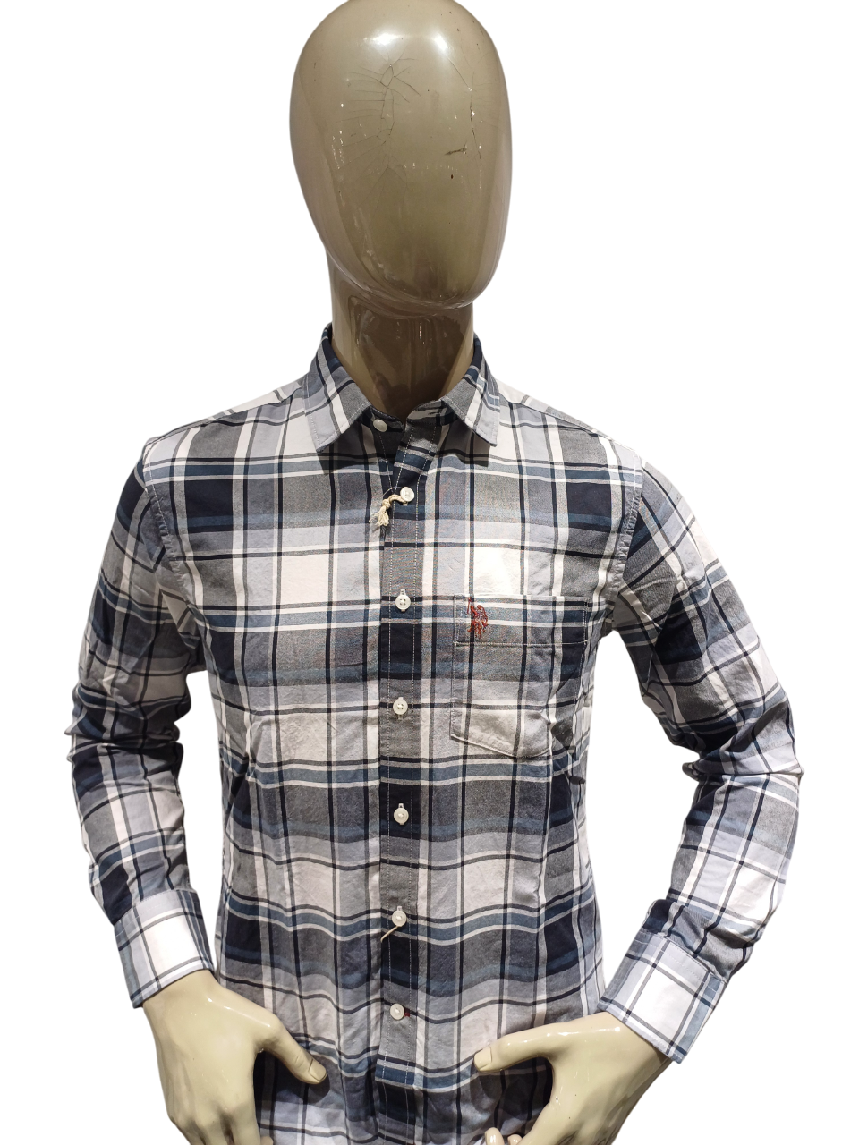 Mens Grey Checked Full Sleeve Casual Shirt