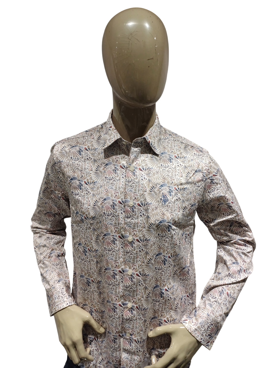 Mens Off White Printed Full Sleeve Casual Shirt