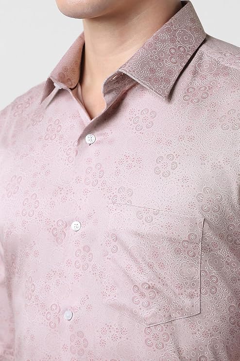 Vanheusen Men's Self Print Full Sleeve Party Wear Formal Shirt