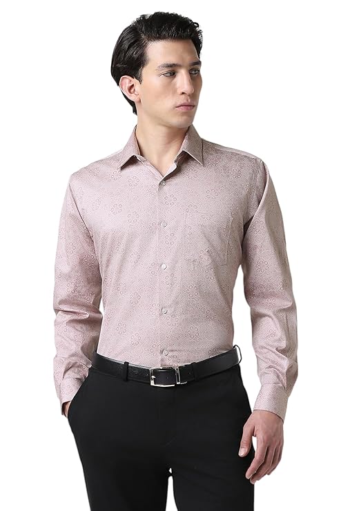 Vanheusen Men's Self Print Full Sleeve Party Wear Formal Shirt