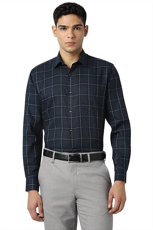Vanheusen Men's Checked Full Sleeve Cotton Formal Shirt
