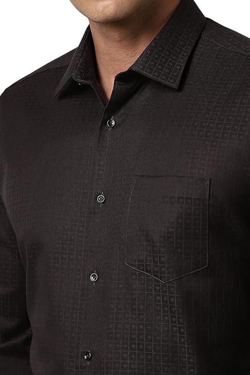 Vanheusen Men's Self Print Full Sleeve Party Wear Formal Shirt