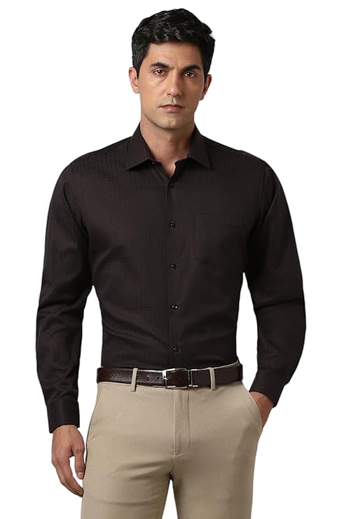 Vanheusen Men's Self Print Full Sleeve Party Wear Formal Shirt