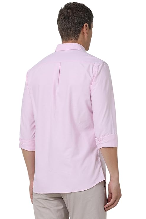 Vanheusen Men's Pink Plain Full Sleeve Cotton Casual Shirt