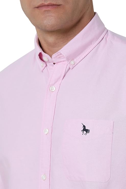 Vanheusen Men's Pink Plain Full Sleeve Cotton Casual Shirt