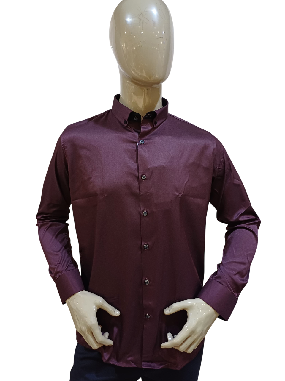 Men's Wine Party Wear Plain Shirt