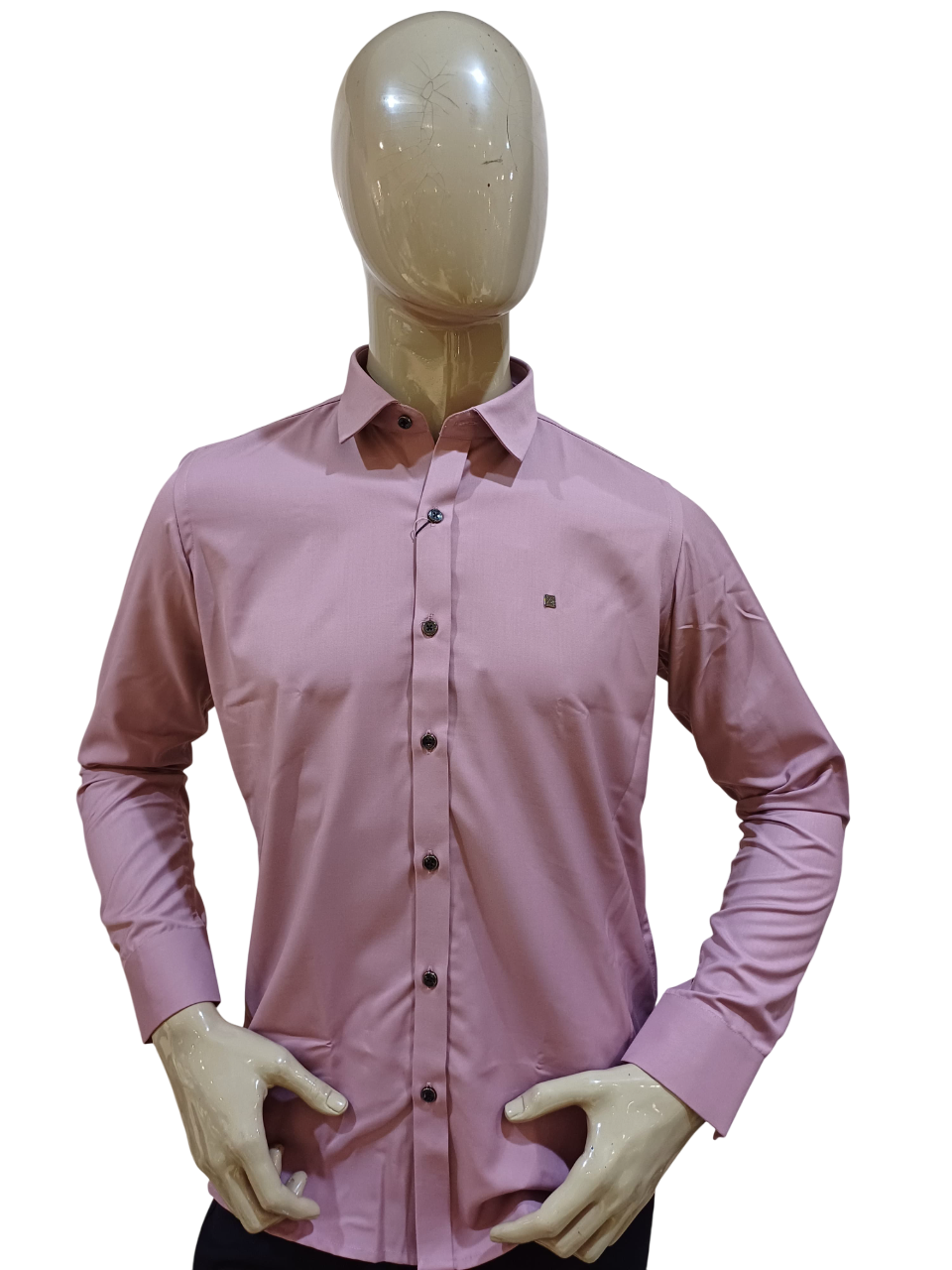 Men's Pink Party Wear Plain Shirt