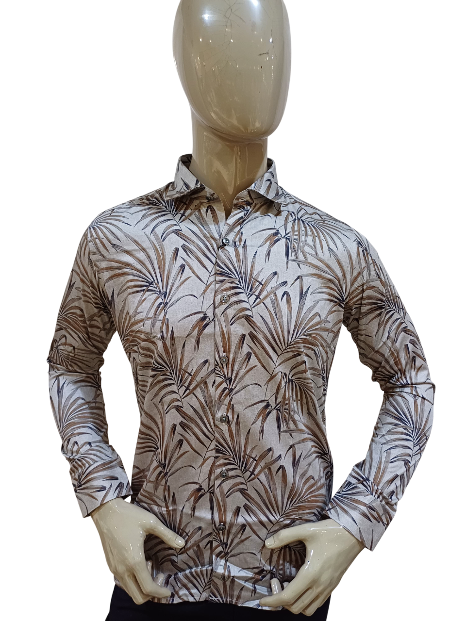 Men's Brown Party Wear Printed Shirt