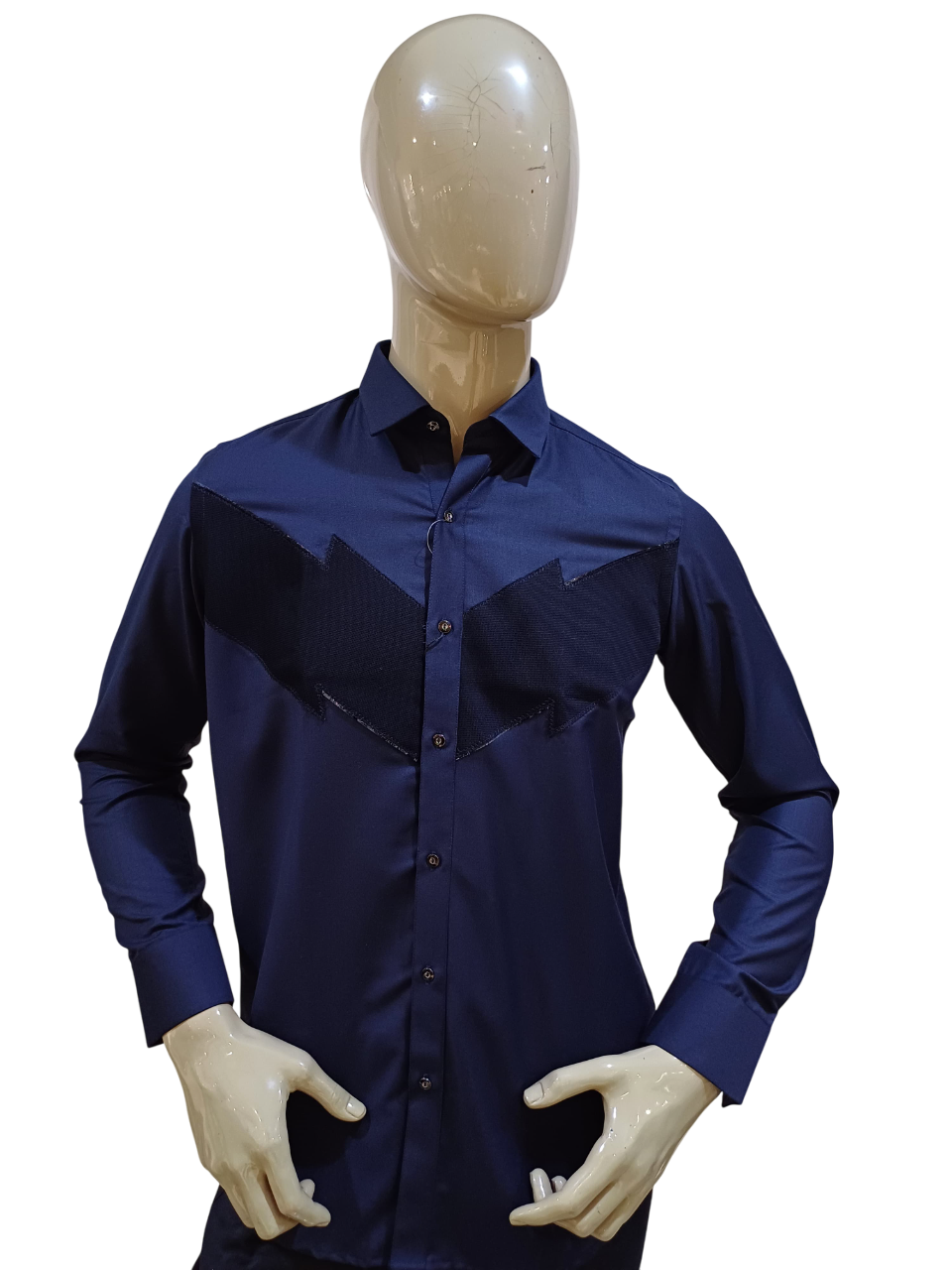 Men's Navy Blue Party Wear Shirt