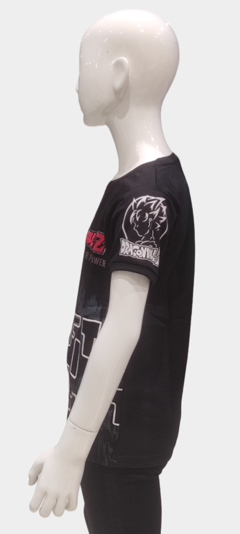 Boys Black Half Sleeve Printed Fancy T-Shirt