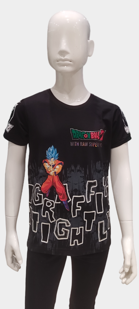 Boys Black Half Sleeve Printed Fancy T-Shirt