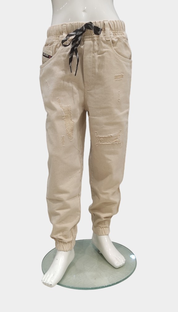 Boys Fawn Elastic Waist Denim Joggers