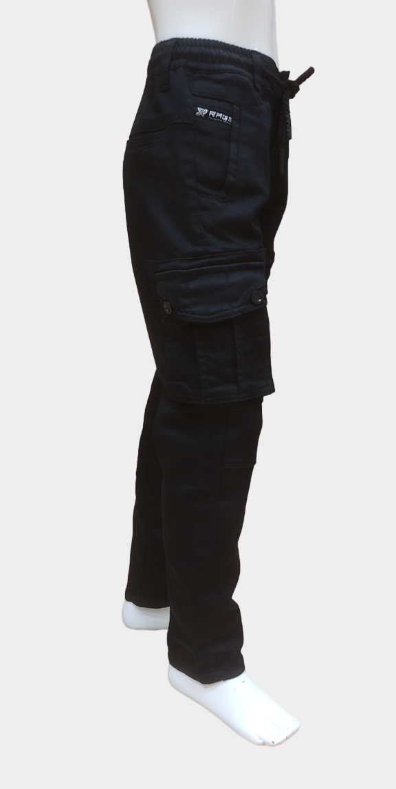 Boys Black color Elastic Waist Fancy Cargo Pant