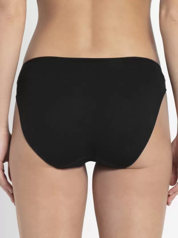Women's Medium Coverage Low Waist Micro Modal Concealed Waistband Bikini Black