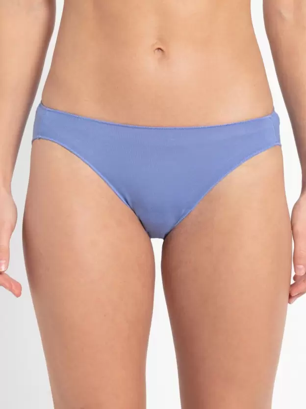 Women's Medium Coverage Low Waist Micro Modal Concealed Waistband Bikini Iris Blue