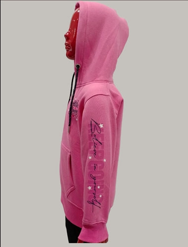 Girls Pink Front Open Full Sleeve Hoodie Jacket