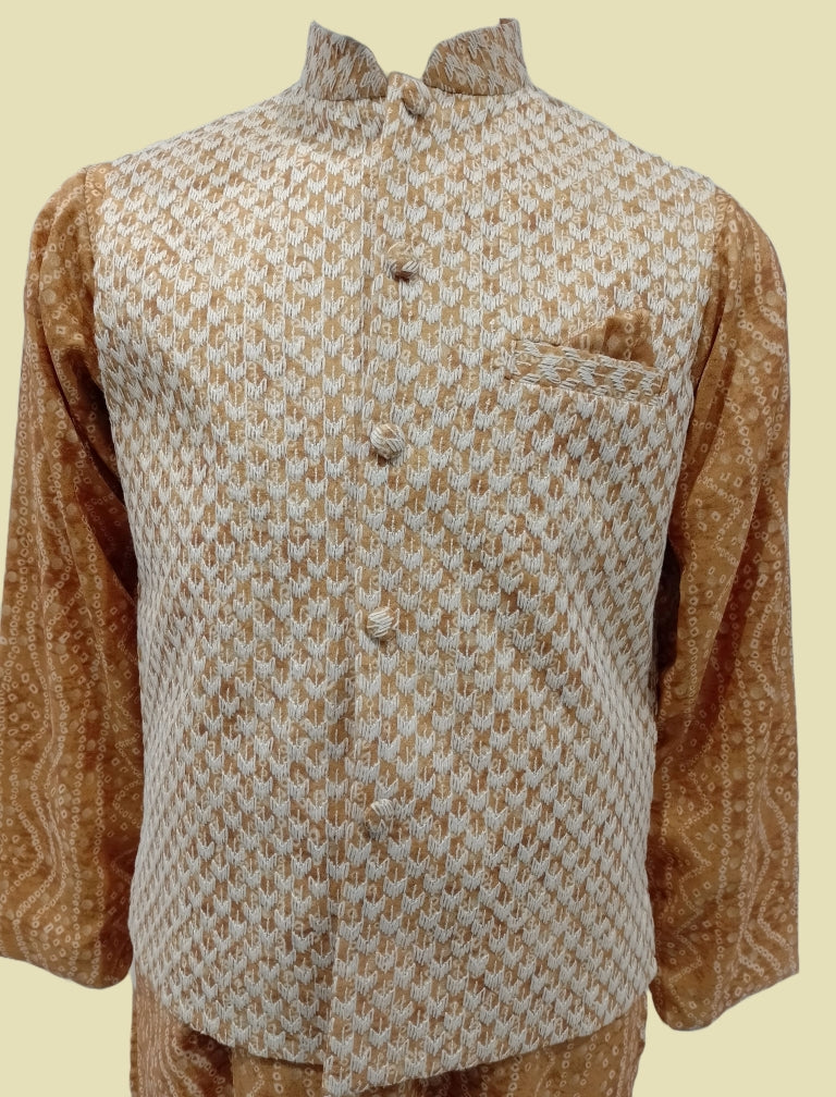 Boys Ethnic Wear Yellow Kurta Suit With Jacket