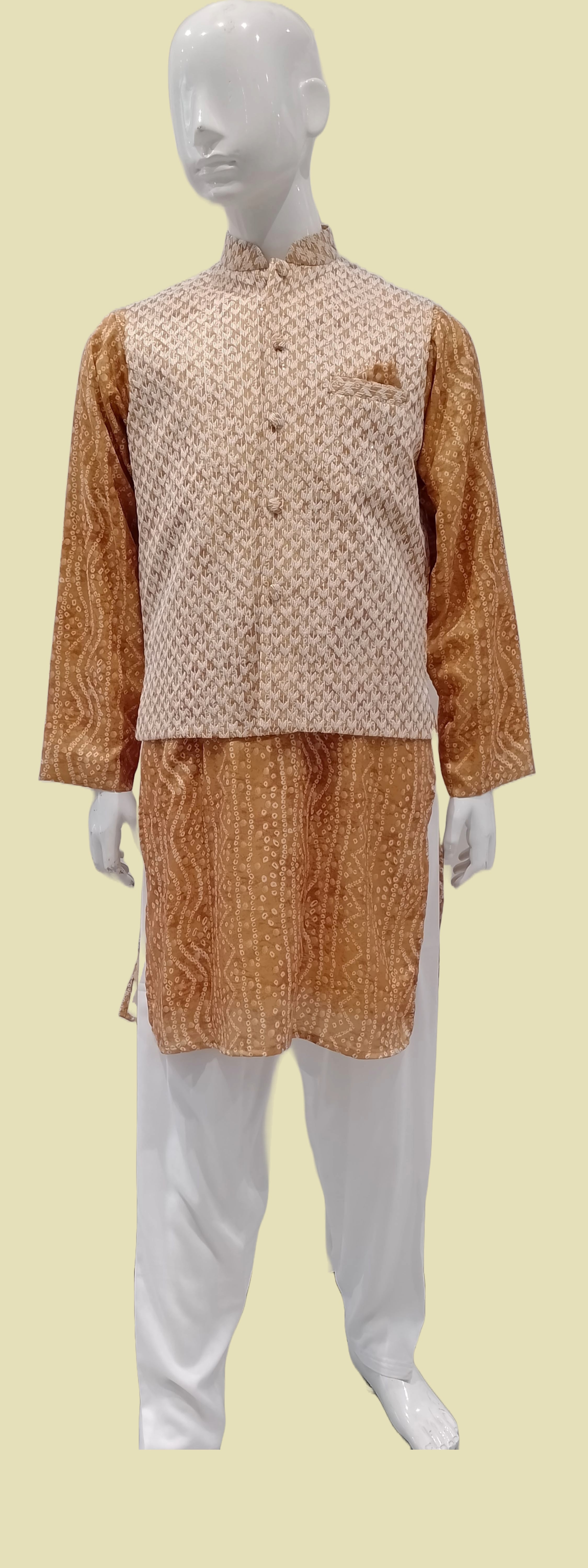 Boys Ethnic Wear Yellow Kurta Suit With Jacket