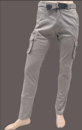 Mens Grey Six Pocket Casual Cargo Pant