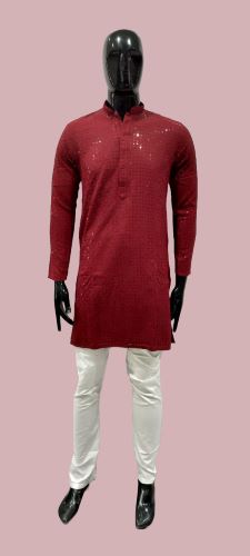 Mens Stylish Designer Maroon Kurta Pajama