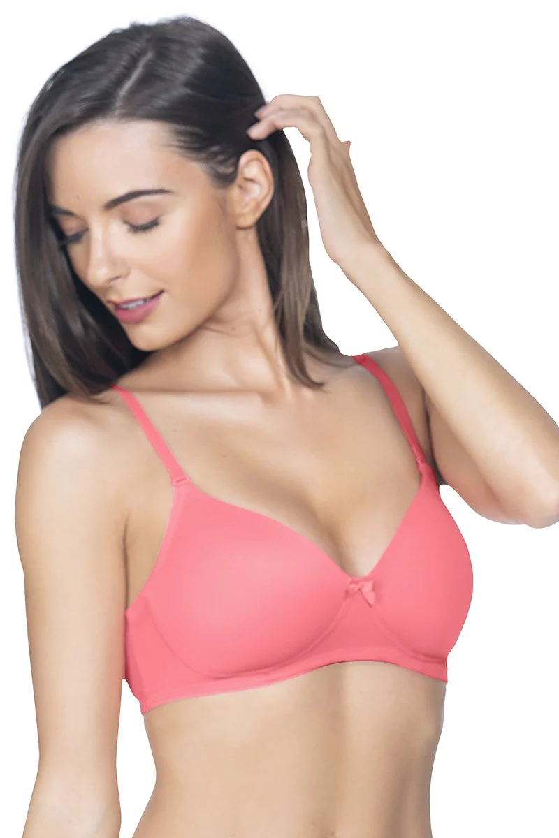 Amante Womens Microfibre Casuals Padded Non-Wired T-Shirt Bra10606 Coral