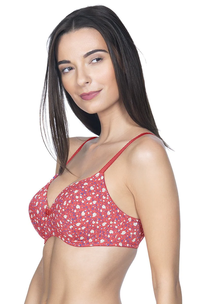 Amante Womens Microfibre Casuals Padded Non-Wired T-Shirt Bra11201 Tiger Lily-Golden