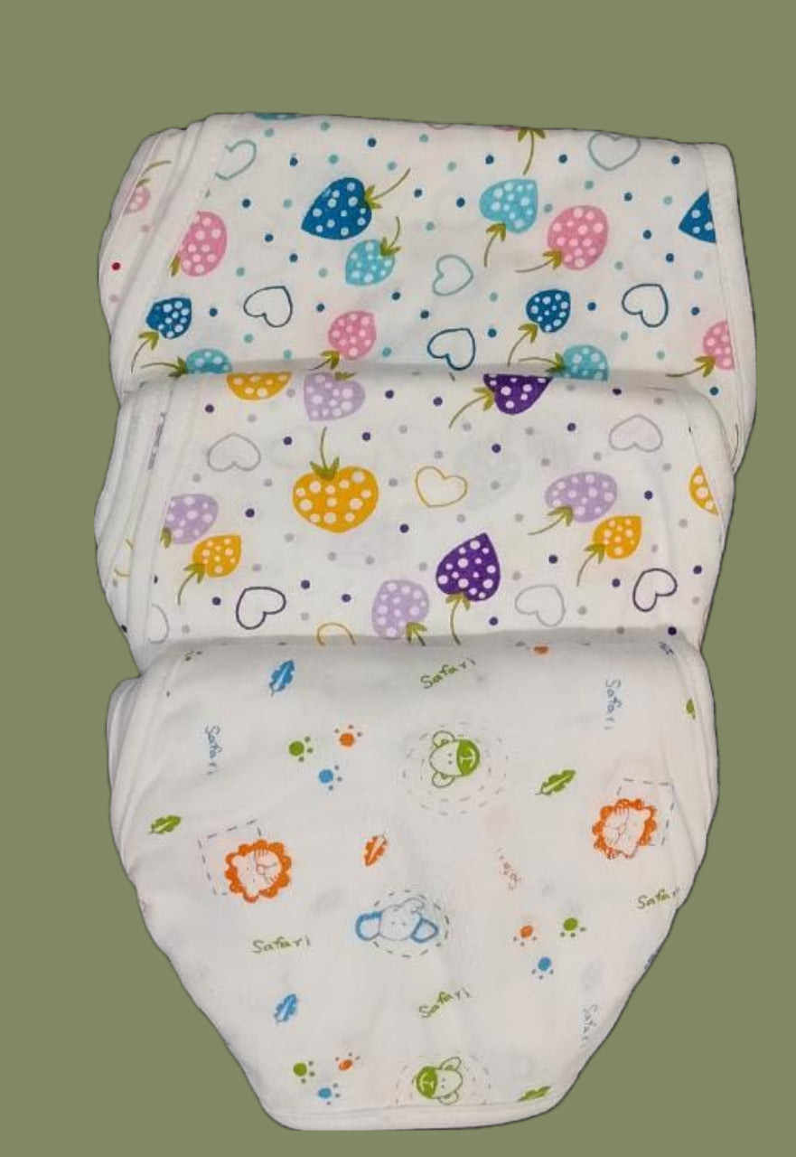 Baby White Reusable-Washable Printed Cotton Soft Langot ( Pack Of 6 )