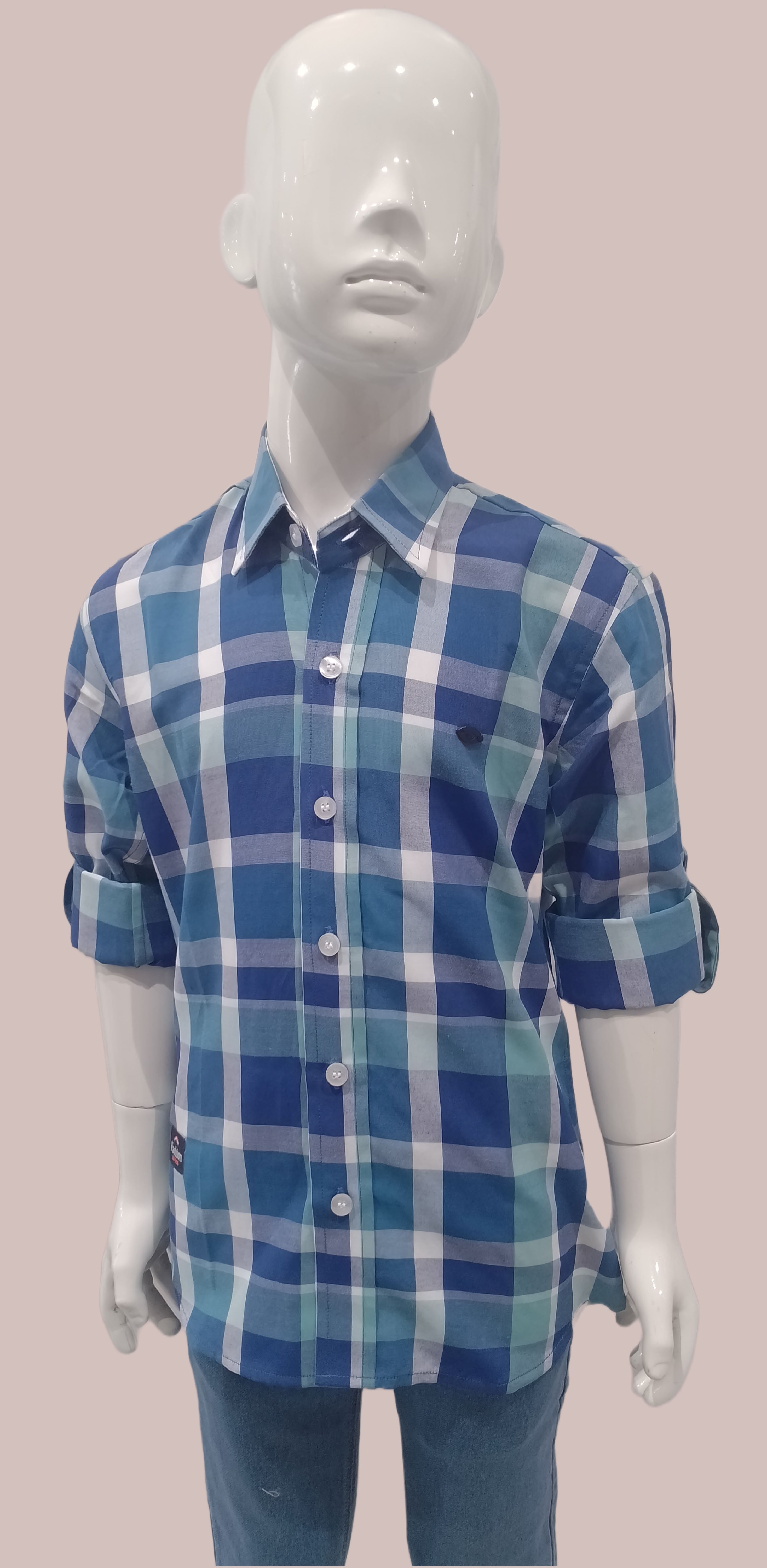 Boys Blue Chex Full Sleeve Regular Fit Casual Shirt