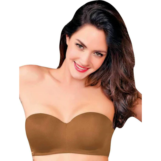 Enamor Womens Padded Non-wired Strapless Balconette Bra F074 Buff