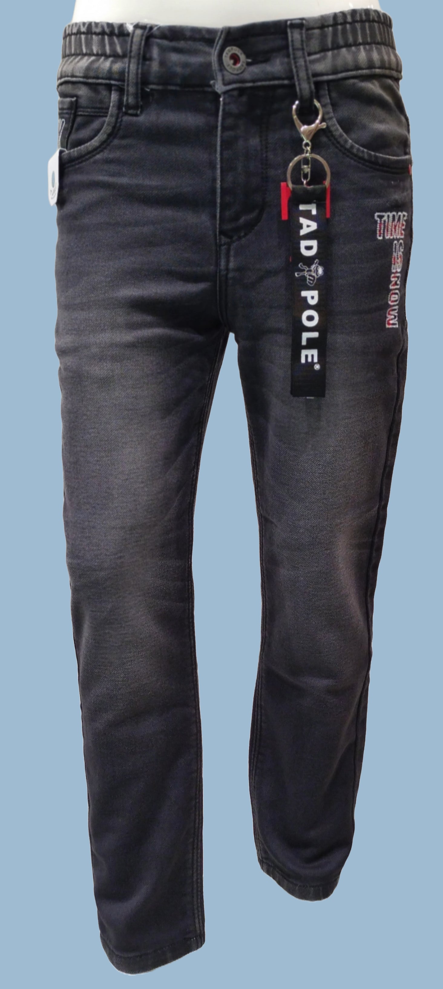 Boys Regular Fancy Black Elastic Jeans